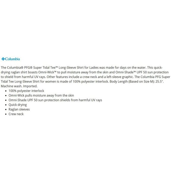 Columbia Super Tidal PFG Size Small Women’s Jersey NWT $50 Swim Shirt Rash Guard - Picture 8 of 13